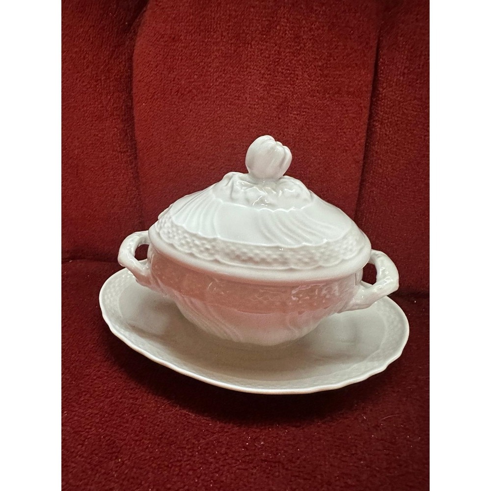 Mid Mod Sugar Bowl 60's Italy Richard Ginori White Porcelain With Lid